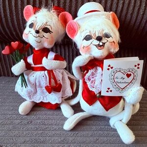VTG Annalee 2005 Valentine's Day Mouse Couple Plush Set Mice Dolls Mice Love